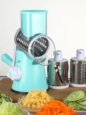 Manual Tabletop Drum Cheese Grater, 3 In 1 Rotary Shredder Slicer Grinder