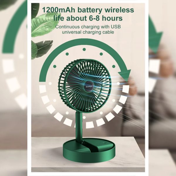 Portable USB Rechargeable Fan Office Household Foldable Telescopic Fan Low Noise High Battery Life Standby Mini Electric Fan